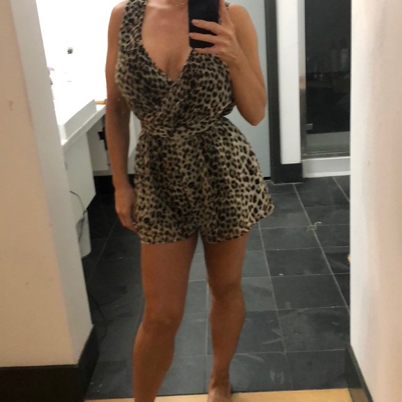 Topshop Pants - Leopard romper